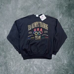 NWT Vintage 1994 1996 USA Olympic Training Black Hanes Crew Sweatshirt 2XL